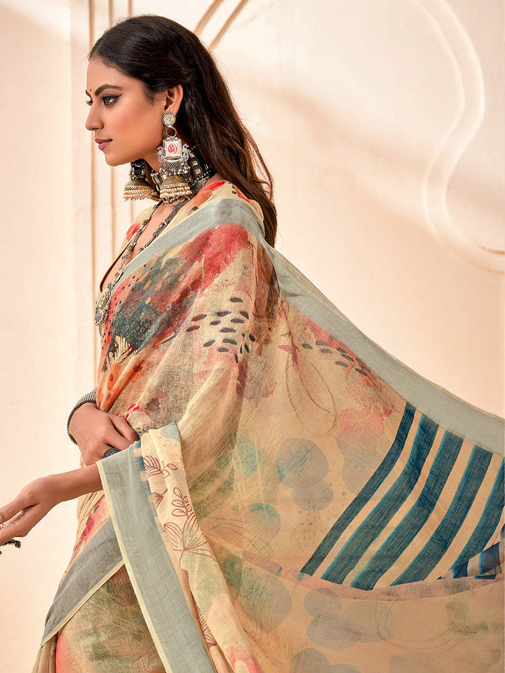 Digital Printed Cotton Saree