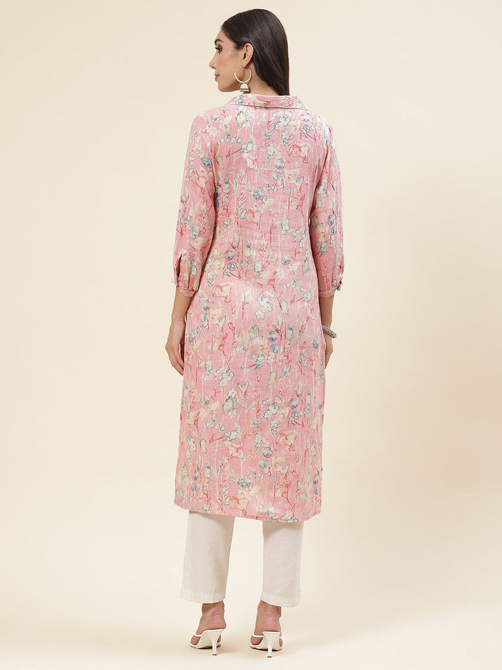 Floral Printed Muslin Kurta