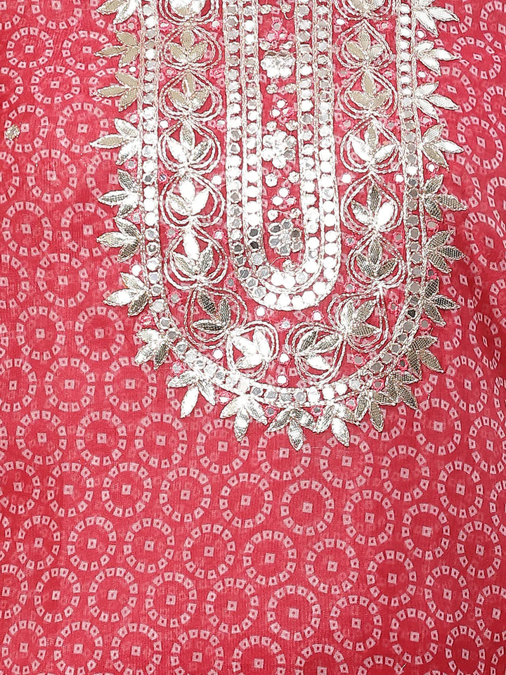 Bandhani Printed Organza Unstitched Suit Piece With Dupatta