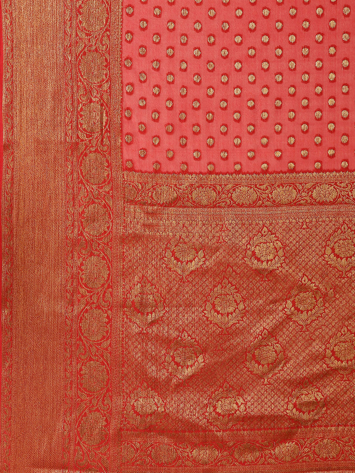 Antique Booti Chiffon Plain Saree