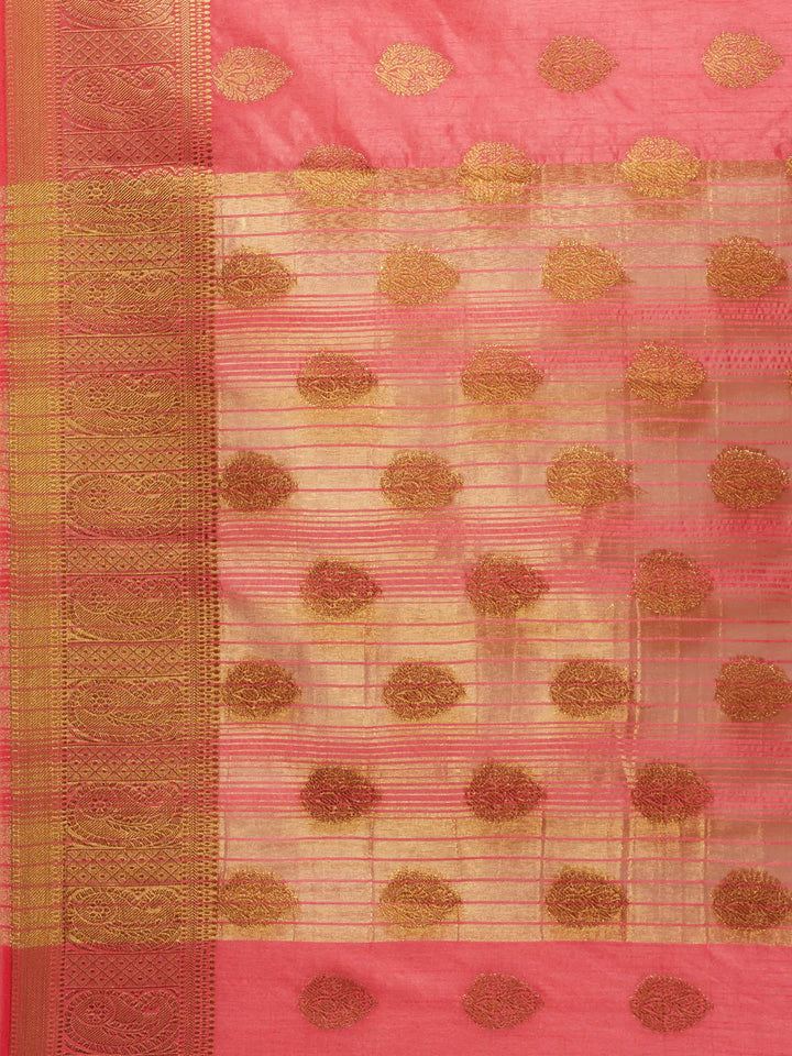 Zari Border Booti Handloom Woven Saree