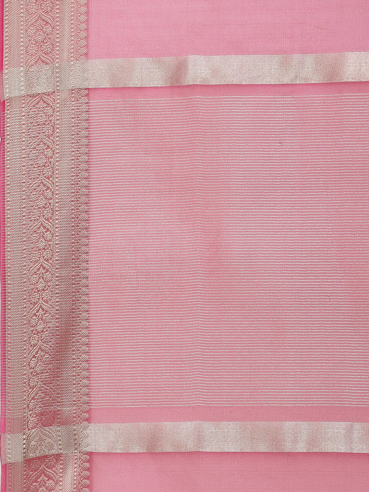 Zari Border Organza Plain Saree