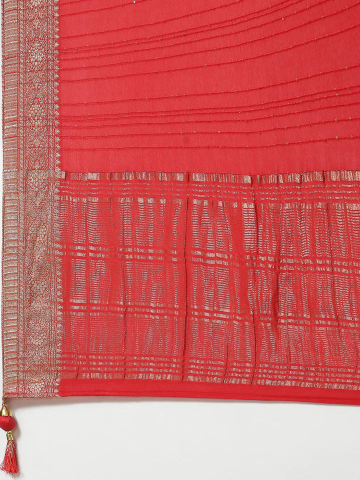 Sequin Embroidered Crepe Plain Saree