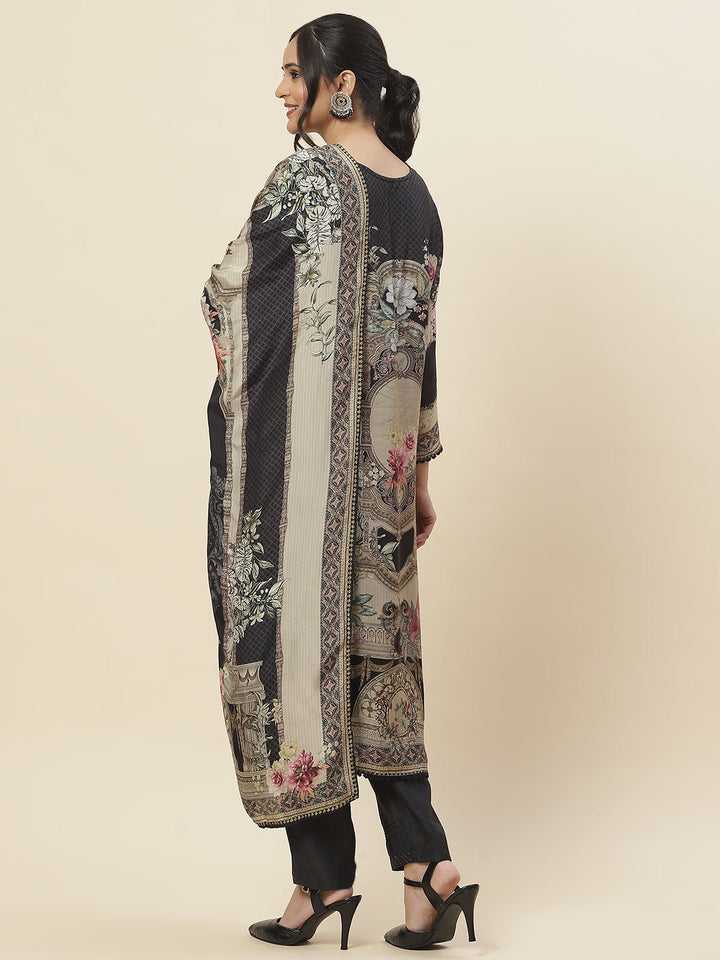 Printed Muslin Kurta With Pants &amp; Dupatta