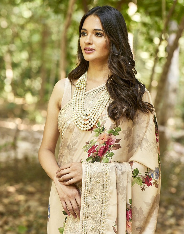 MBZ Meena Bazaar-GGT Saree With Gota Patti Work