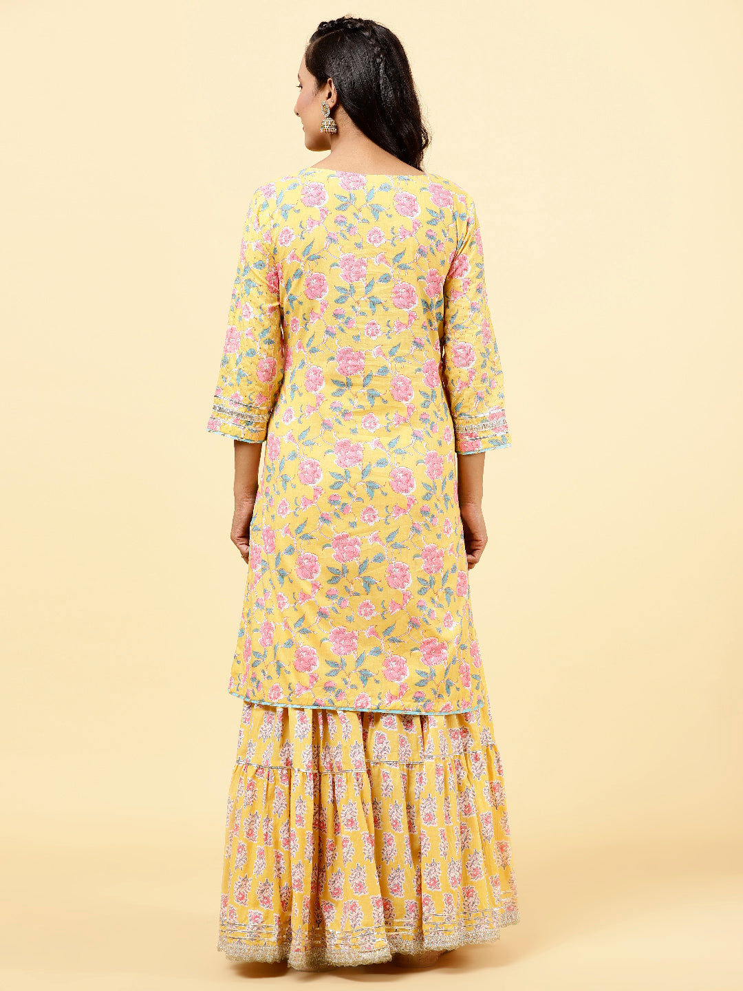 Printed Cotton Kurta With Garara
