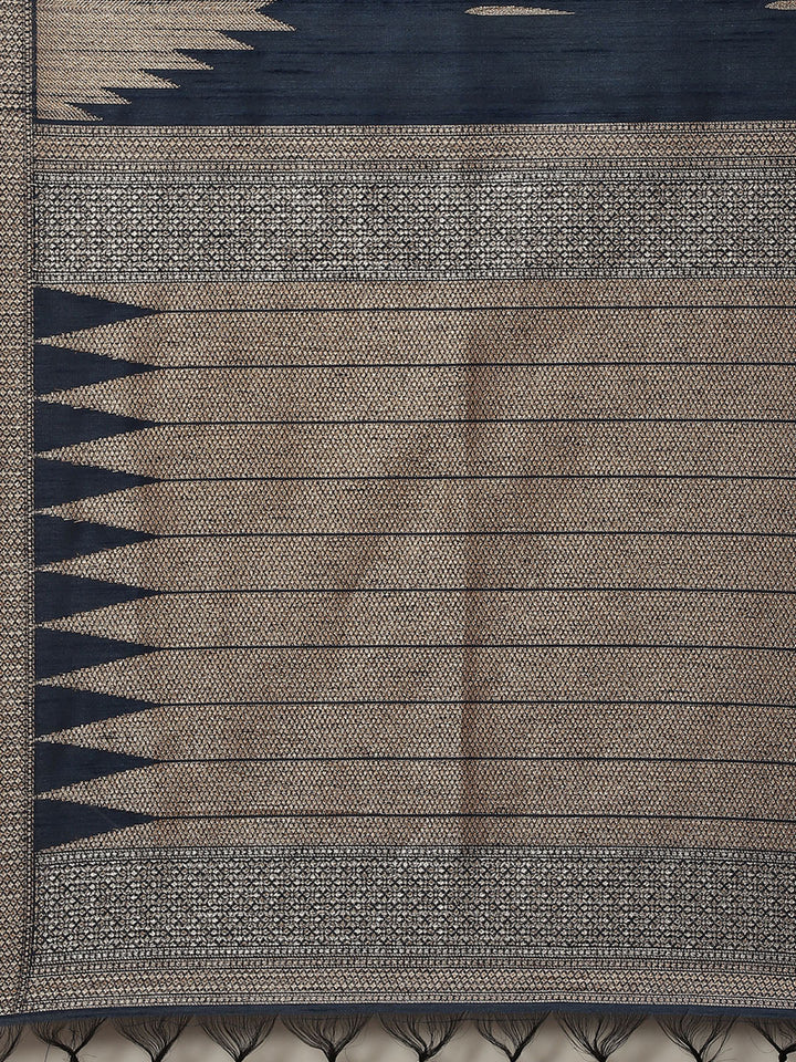 Zari Border Booti Tussar Woven Saree