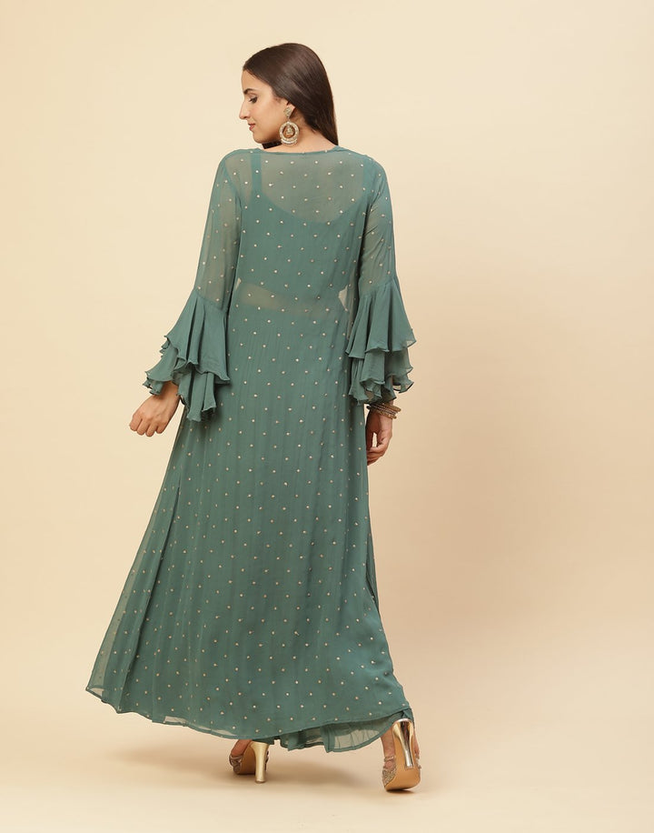 Stone Booti Embroidered Georgette Salwar Kameez Stitched Suit With Jacket