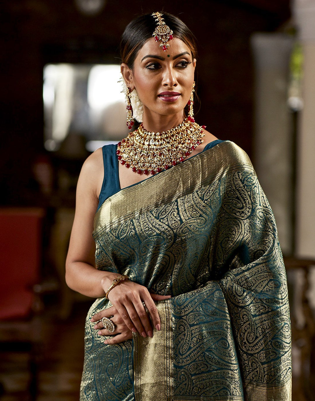 MBZ Meena Bazaar-Crepe Woven Silk Saree
