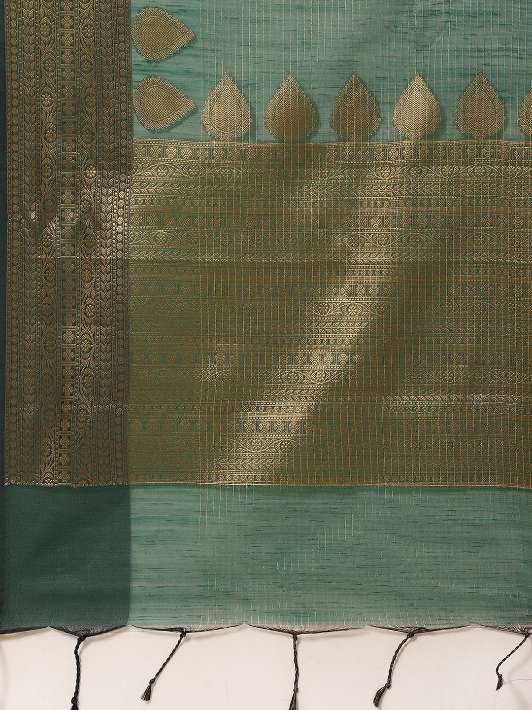 Stripes Zari Jaal Cotton Woven Saree
