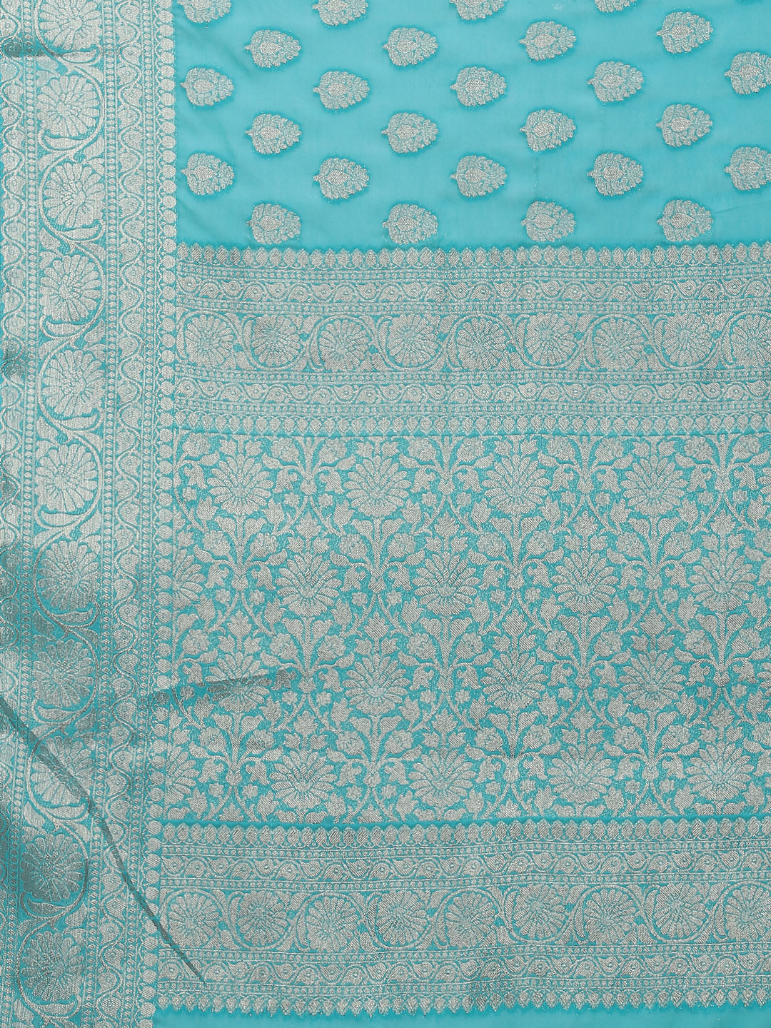 Zari Booti Chiffon Plain Saree