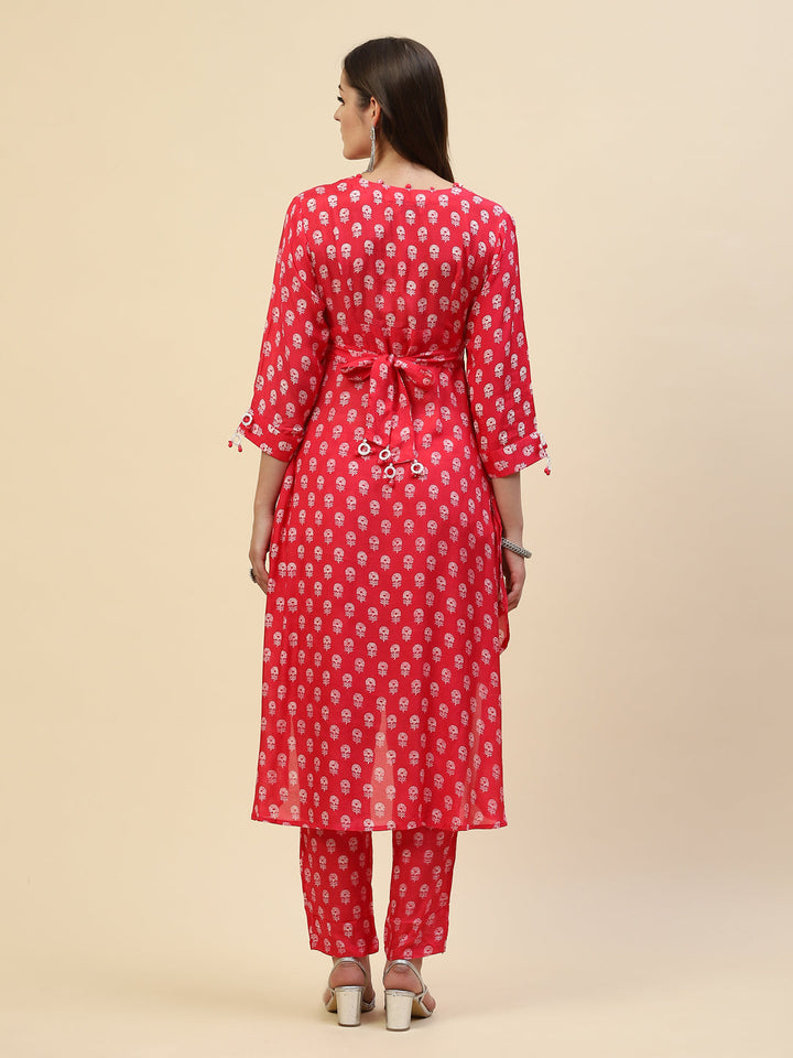 Floral Printed Muslin Kurta With Pants