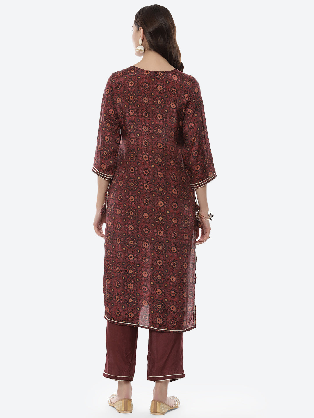 Block Printed Gota Patti Cotton Kurti With Pant