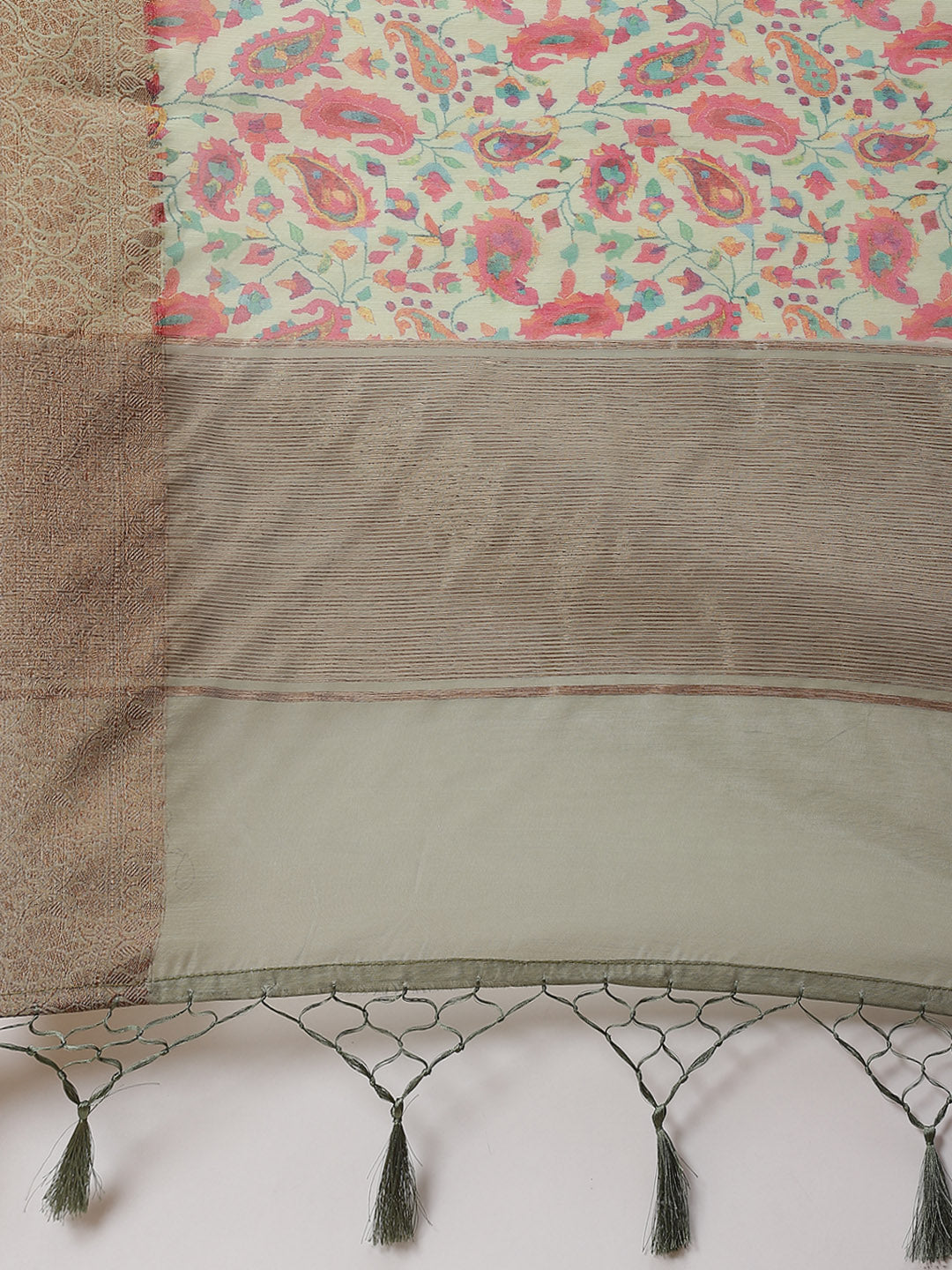 Printed Banarasi Border Pallu Cotton Saree