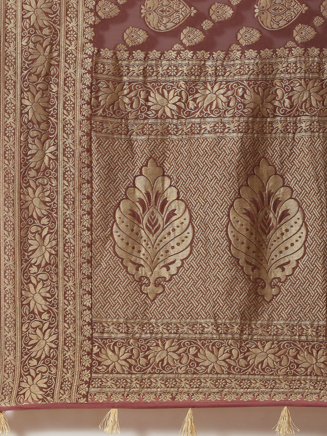 Zari Border Booti Georgette Plain Saree