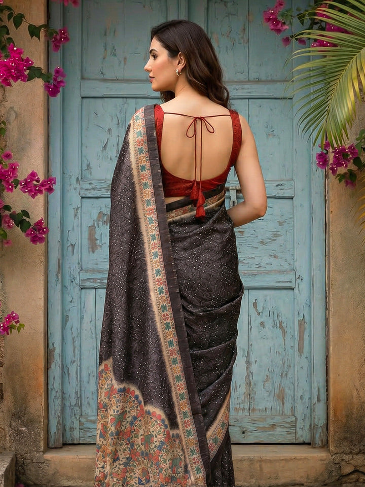 Printed Tussar Silk Saree