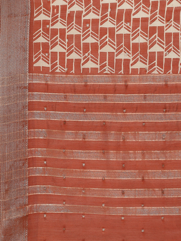 Block Abstract Printed Handloom Saree