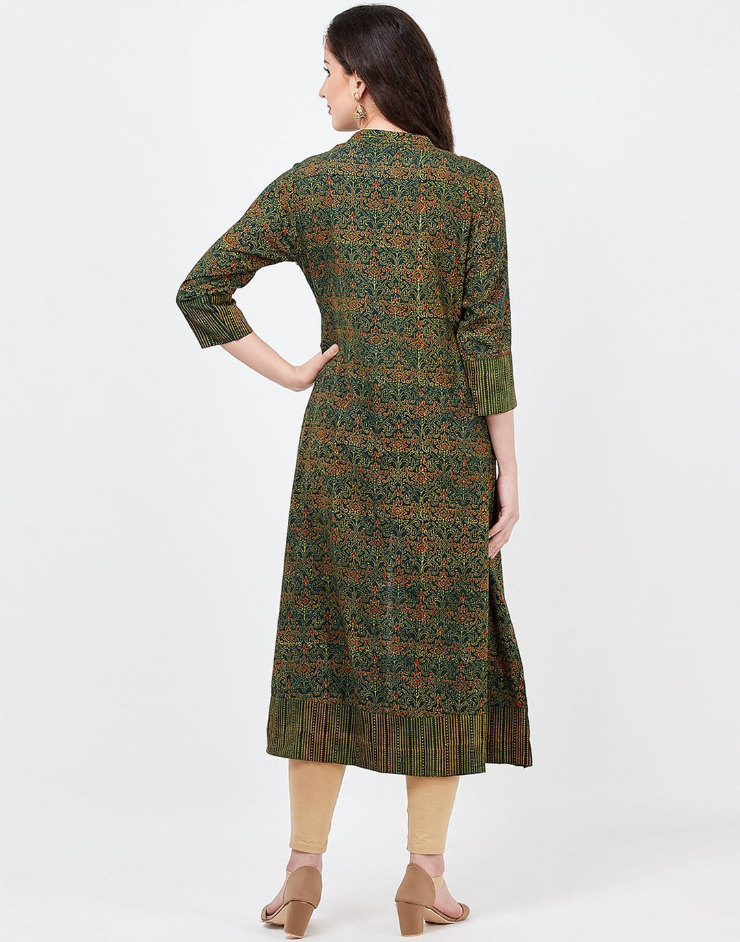 MBZ Meena Bazaar-Green Cotton Kurti