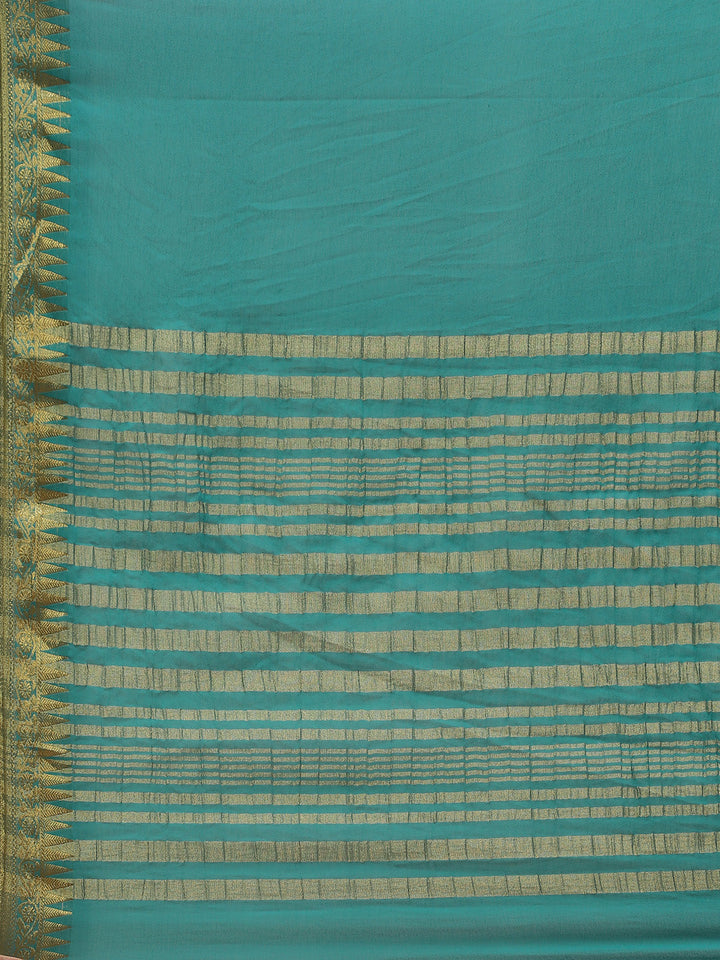 Plain Zari Border Chiffon Saree