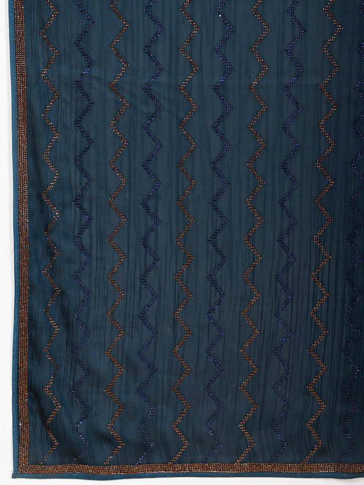 Stone Embroidered Chiffon Saree