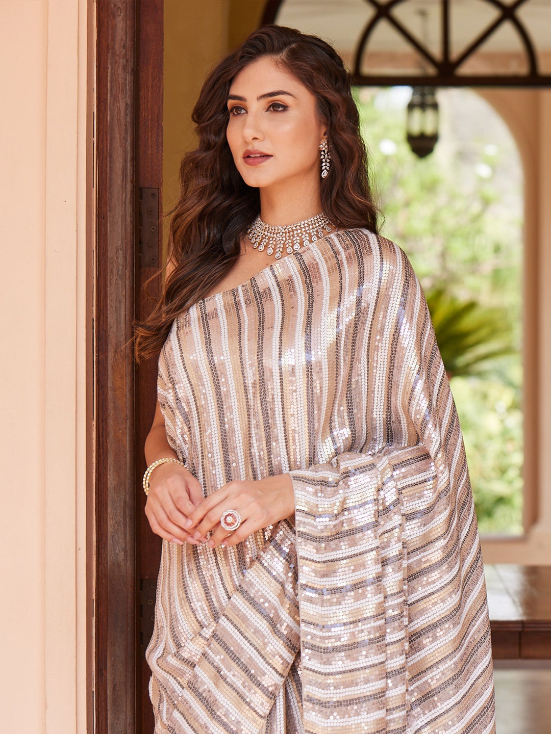 Sequin Georgette Embroidered Saree