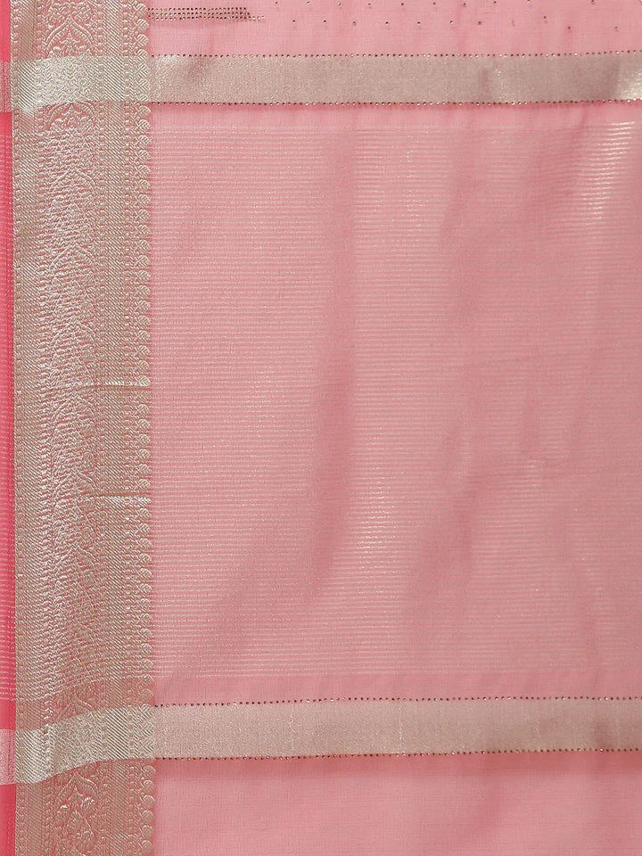 Stone Work Organza Plain Saree