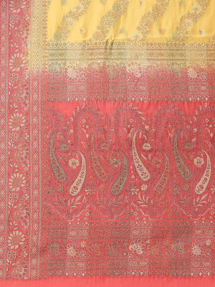 Floral Zari Jaal Tussar Woven Saree