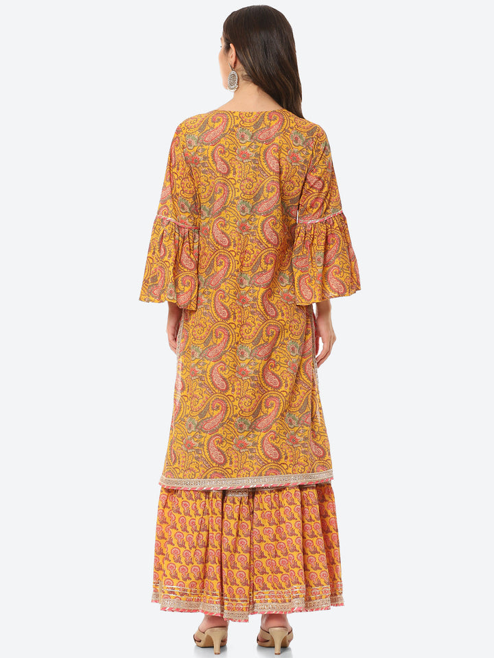 Printed Cotton Kurta With Sharara