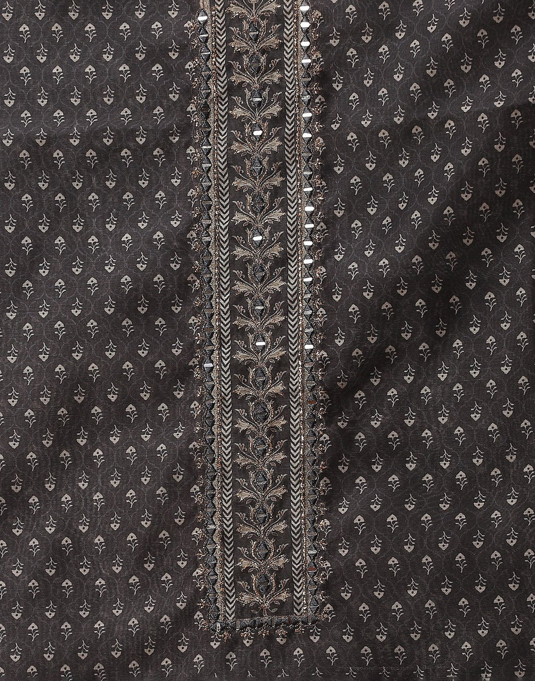 Patch Neck Work Printed Chanderi Suit Piece With Chanderi Printed Dupatta