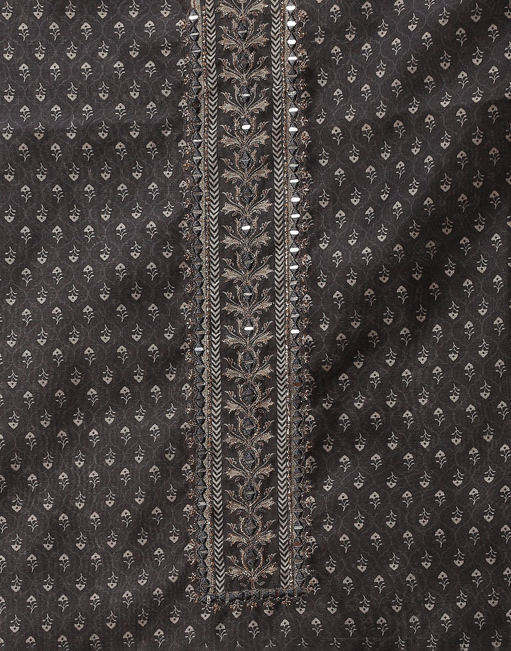 Patch Neck Work Printed Chanderi Suit Piece With Chanderi Printed Dupatta