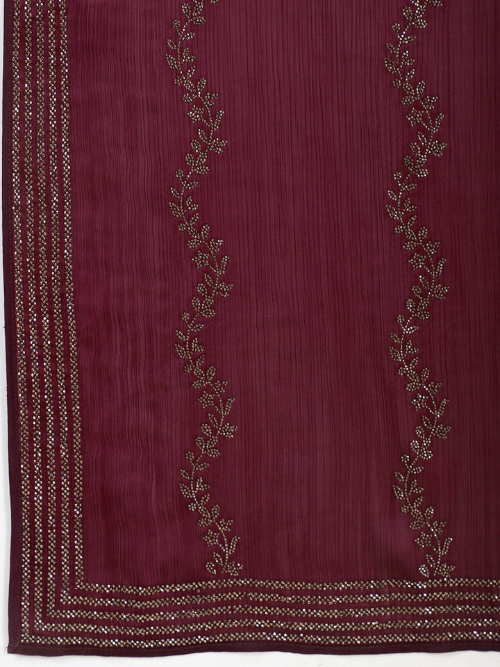 Stone Embroidered Chiffon Saree