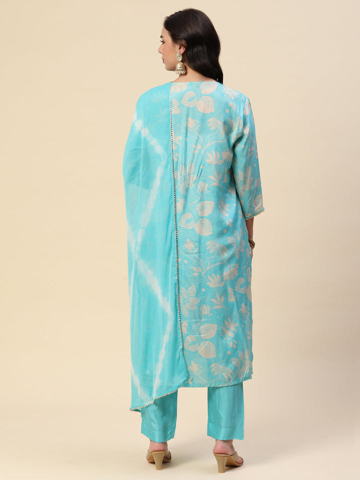 Printed Booti Cotton Kurta With Pants &amp; Dupatta