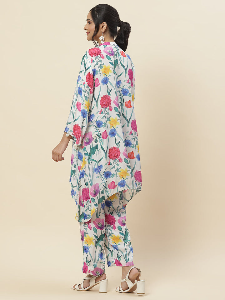 Floral Printed Muslin Kurti With Pants