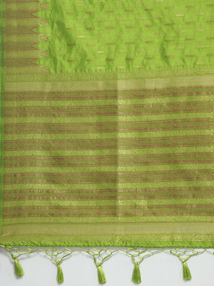 Zari Border Booti Woven Handloom Saree