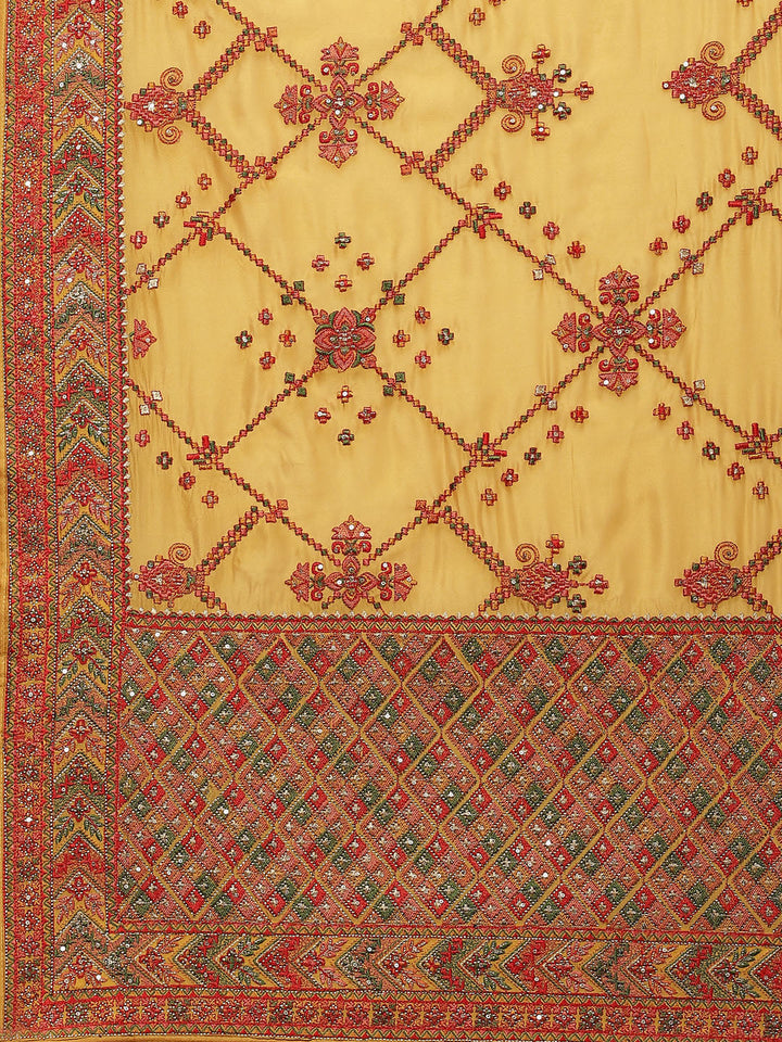 Resham Border Art Georgette Embroidered Saree
