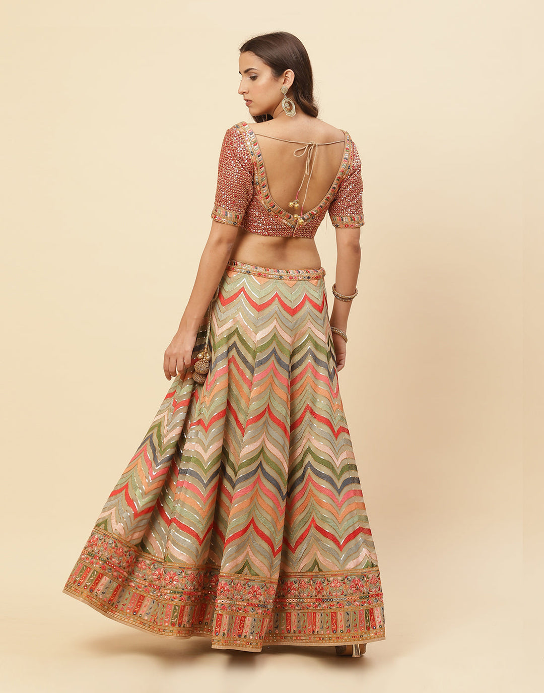 Embroidered Georgette Lehenga With Choli And Dupatta