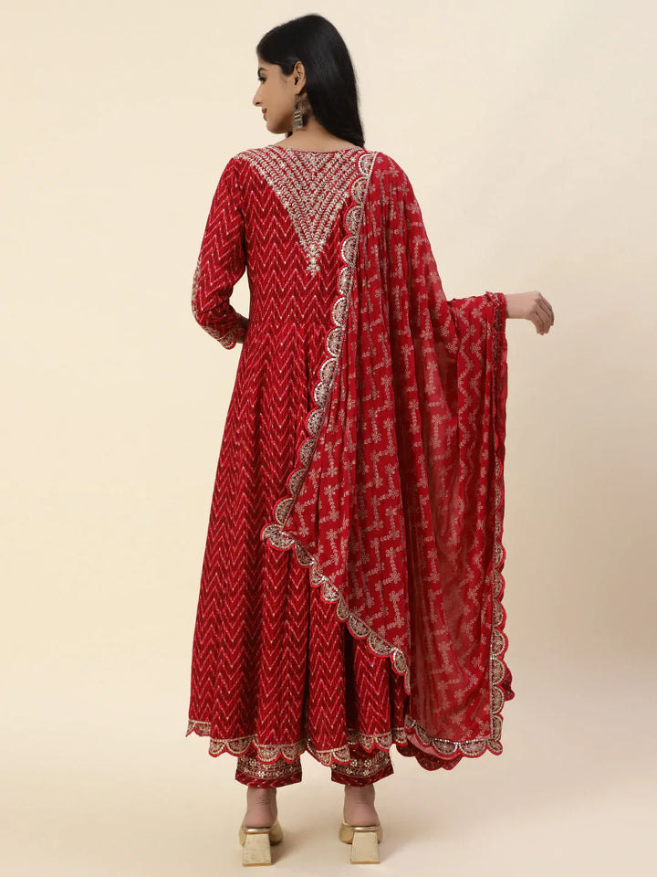 Neck Embroidered Cotton Kurta With Pants &amp; Dupatta