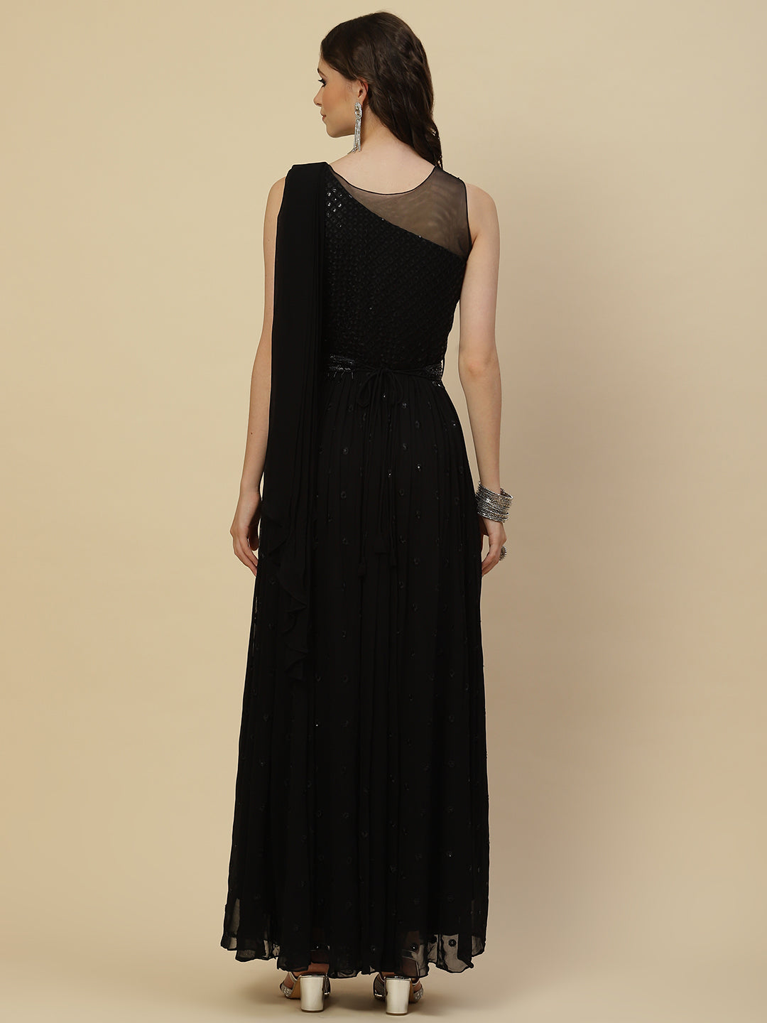 Resham Booti Georgette Gown Dress