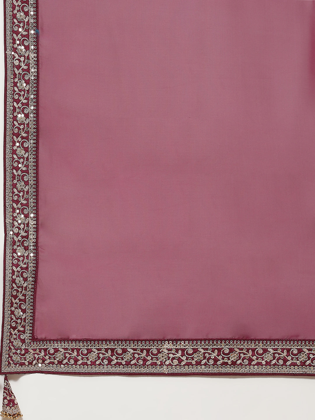 Plain &amp; Embroidered Border Organza Saree