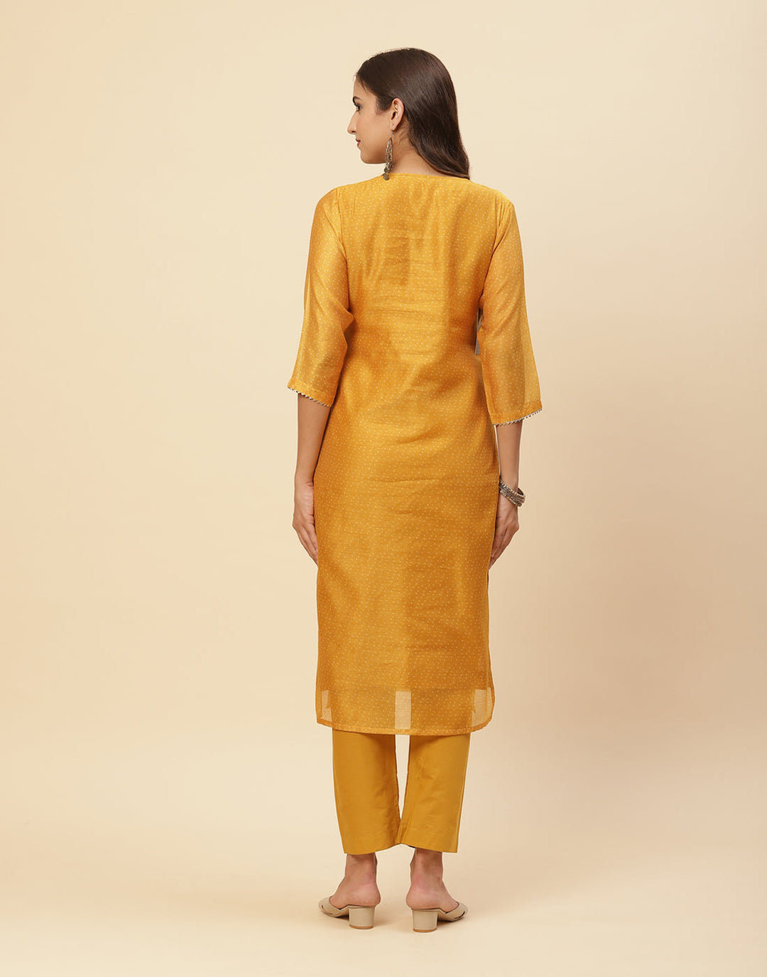 Neck Embroidered Chanderi Kurti With Pant