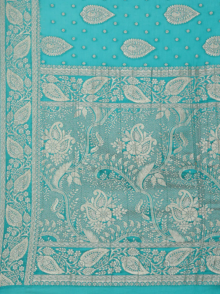 Zari Booti Crepe Plain Saree