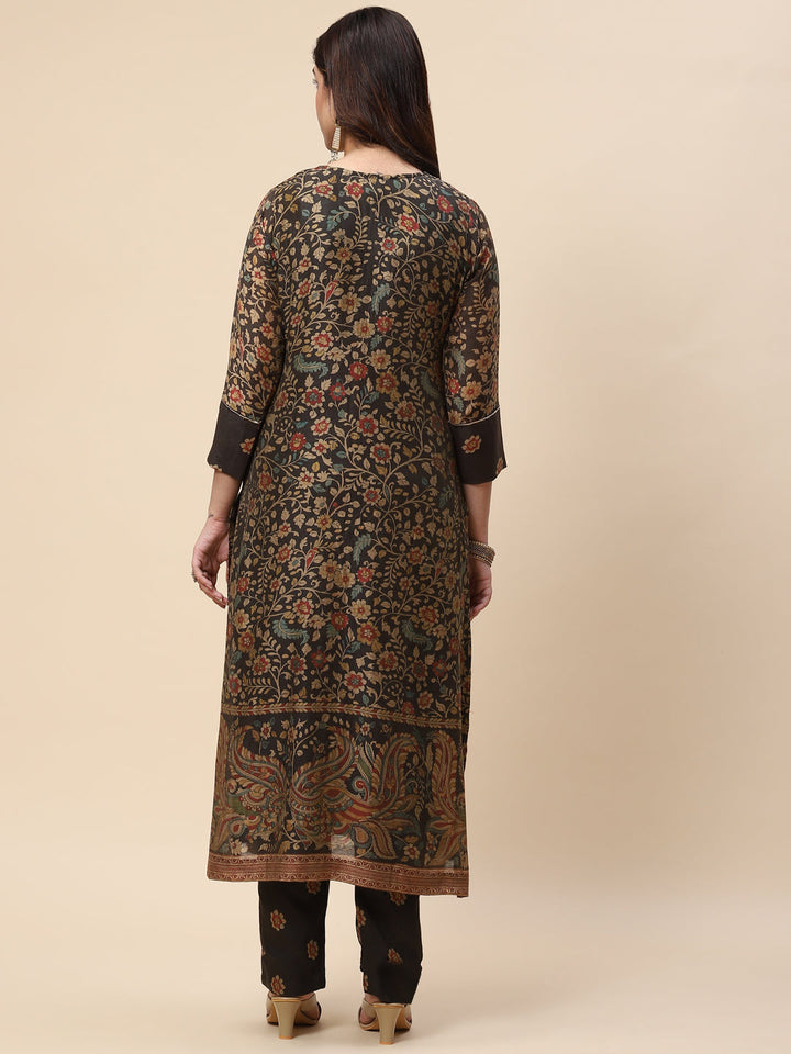 Printed Chanderi Kurta With Pants