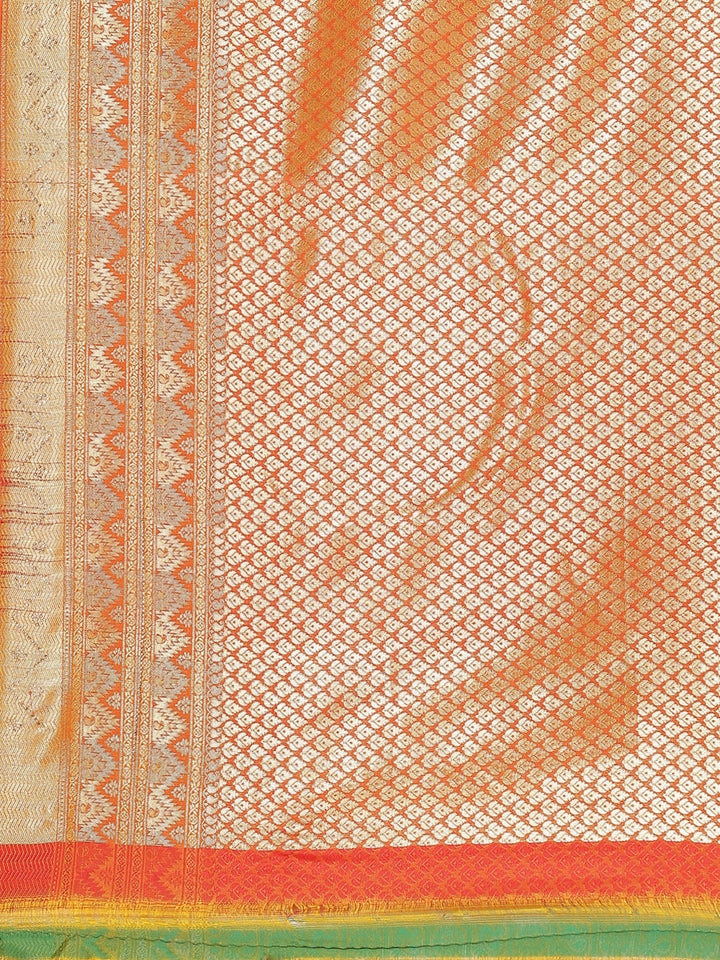 Art Handloom Saree with Brocade Zari Jaal Border
