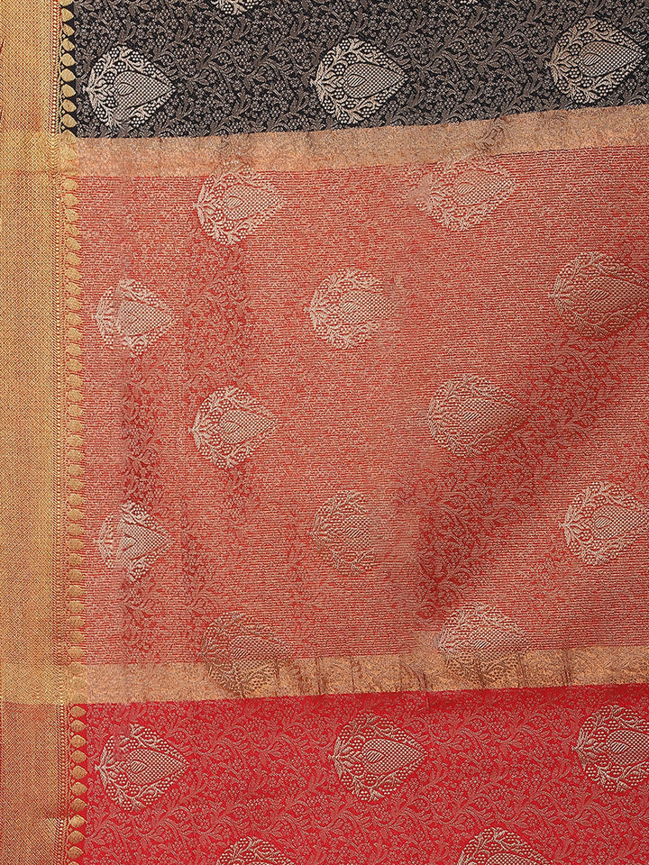 Zari Border Booti Art Handloom Woven Saree