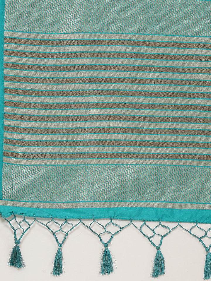 Plain Zari Border Handloom Woven Saree