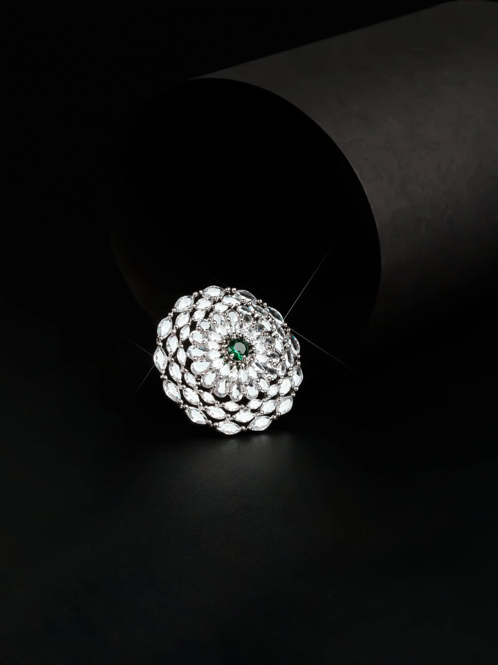 Silver Toned AD Stone Ring