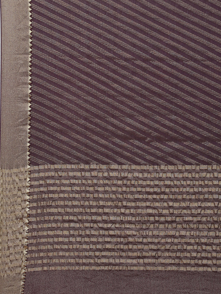 Striped Brocade Georgette Plain Saree