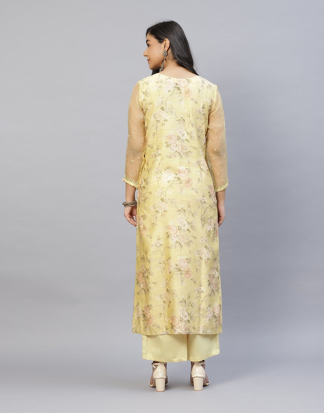 Chanderi Printed Kurti Palazzo Set
