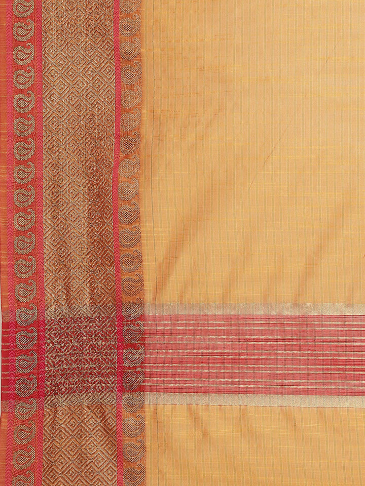 Plain Zari Border Cotton Woven Saree