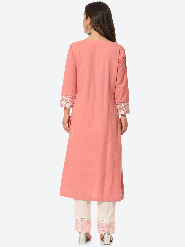 Neck Patti Cotton Kurta With Pant